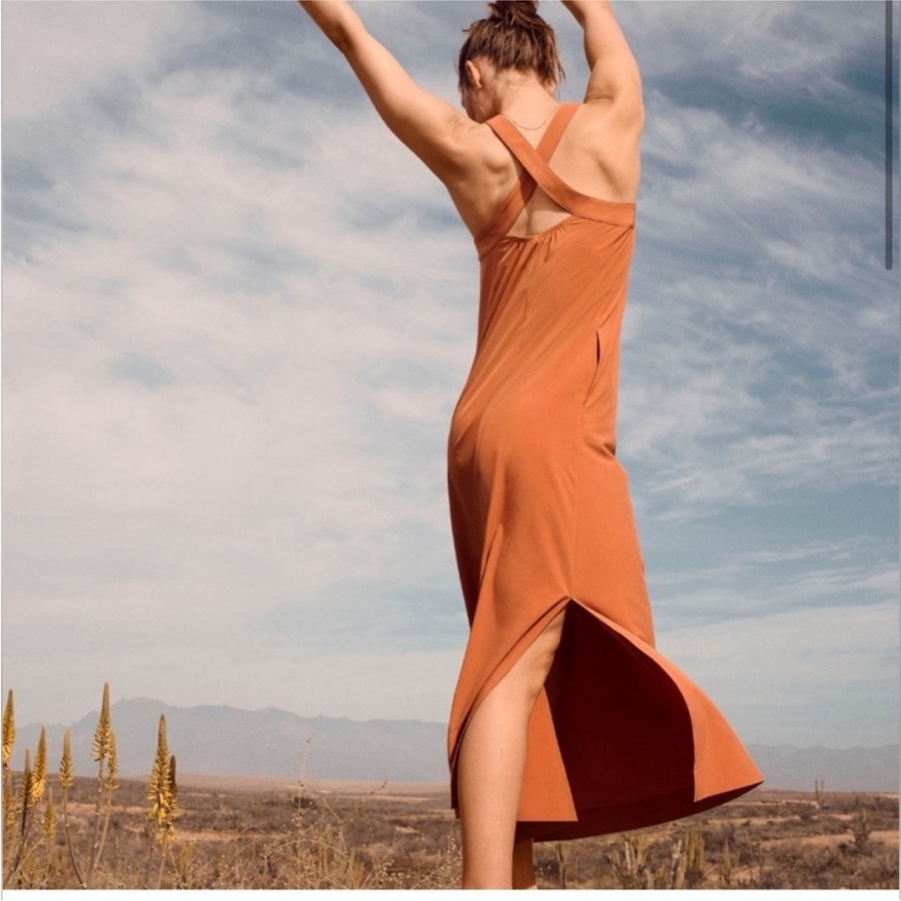 Orange Athleta Featherweight Stretch Maxi Dress